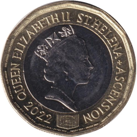 Монета 1 фунт. 2022 год, Острова Святой Елены и Вознесения. Монета 1 фунт. 2022 год, Острова Святой Елены и Вознесения.