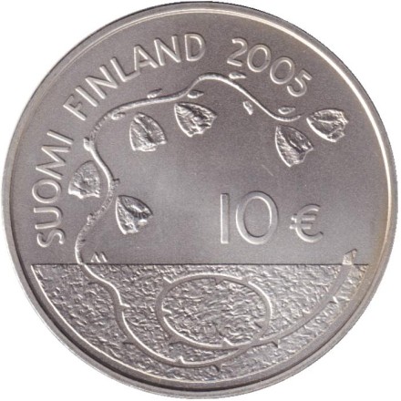 Монета 10 евро. 2005 год, Финляндия. 60 лет мира.