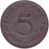 Монета 5 рейхспфеннигов. 1941 год, Германия (Третий Рейх). (D). Монета 5 рейхспфеннигов. 1941 год, Германия (Третий Рейх). (D).