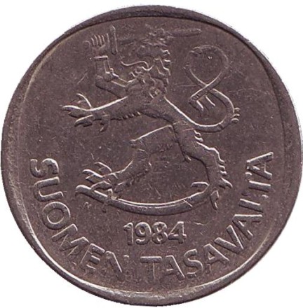 Монета 1 марка. 1984 год, Финляндия. Монета 1 марка. 1984 год, Финляндия.