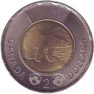 Монета 2 доллара. 2020 год, Канада. Полярный медведь.