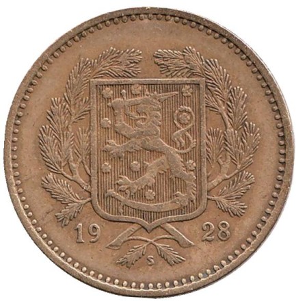 Монета 10 марок. 1928 год, Финляндия.