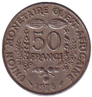 Монета 50 франков. 1978 год, Западные Африканские штаты. Монета 50 франков. 1978 год, Западные Африканские штаты.