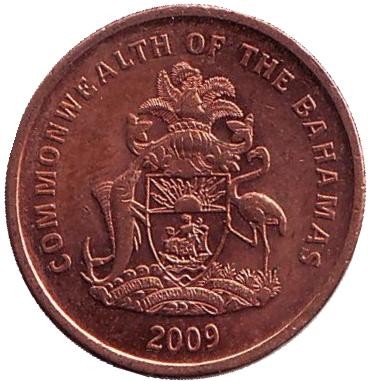 Монета 1 цент. 2009 год, Багамские острова. Из обращения. Морская звезда.