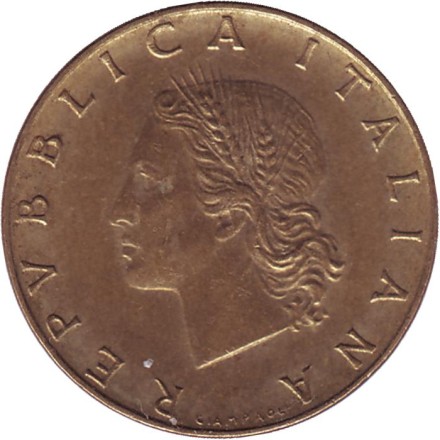 Монета 20 лир. 1975 год, Италия. Дубовая ветвь. Монета 20 лир. 1975 год, Италия. Дубовая ветвь.