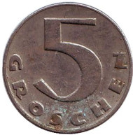 Монета 5 грошей. 1932 год, Австрия. Монета 5 грошей. 1932 год, Австрия.
