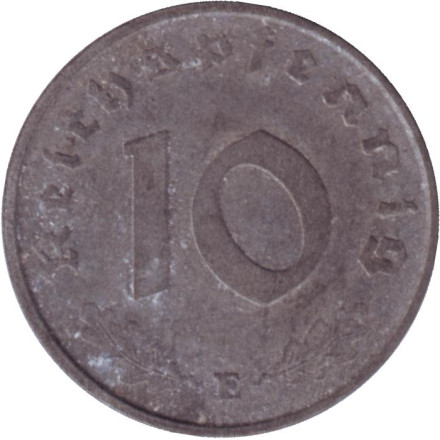 Монета 10 рейхспфеннигов. 1944 год (E), Третий Рейх.