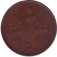 Монета 10 сантимов. 1906 год, Франция. Монета 10 сантимов. 1906 год, Франция.