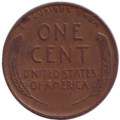 Монета 1 цент. 1945 год (P), США. Линкольн.