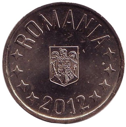 Монета 50 бани. 2012 год, Румыния. UNC. Монета 50 бани. 2012 год, Румыния. UNC.