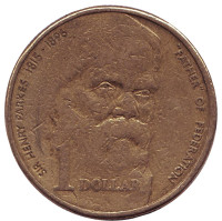 100 лет со дня смерти сэра Генри Паркса. Монета 1 доллар. 1996 год, Австралия.