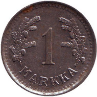 Монета 1 марка. 1950 год (железо), Финляндия. Монета 1 марка. 1950 год (железо), Финляндия.