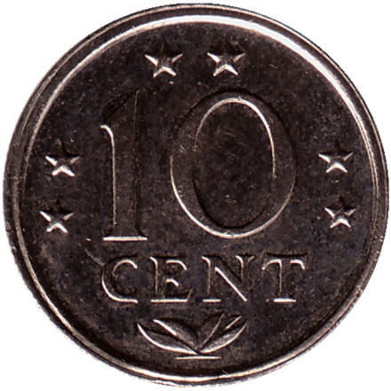 Монета 10 центов. 1982 год, Нидерландские Антильские острова.