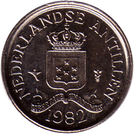 Монета 10 центов. 1982 год, Нидерландские Антильские острова. Монета 10 центов. 1982 год, Нидерландские Антильские острова.