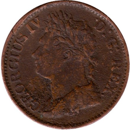 Монета 1/2 пенни. 1823 год, Ирландия. Монета 1/2 пенни. 1823 год, Ирландия.
