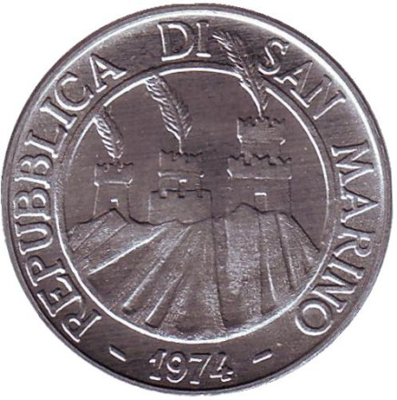 Монета 10 лир. 1974 год, Сан-Марино. Пчела, ФАО. Монета 10 лир. 1974 год, Сан-Марино. Пчела, ФАО.