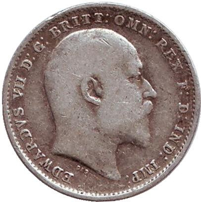 Монета 3 пенса. 1906 год, Великобритания. Монета 3 пенса. 1906 год, Великобритания.