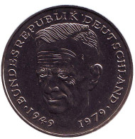 Монета 2 марки. 1982 год (D), ФРГ. Курт Шумахер. Монета 2 марки. 1982 год (D), ФРГ. Курт Шумахер.