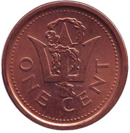Монета 1 цент. 2010 год, Барбадос. Монета 1 цент. 2010 год, Барбадос.