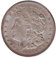 Монета 1 доллар. 1921 год, США. Моргановский доллар.