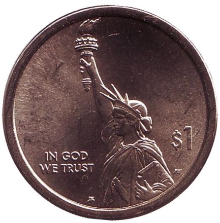 Монета 1 доллар. 2018 год (D), США. Первый подписанный патент. Серия "Американские инновации". Монета 1 доллар. 2018 год (D), США. Первый подписанный патент. Серия "Американские инновации".