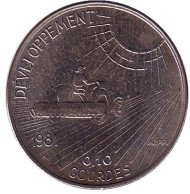 Монета 10 сантимов. 1981 год, Гаити. Фермер.