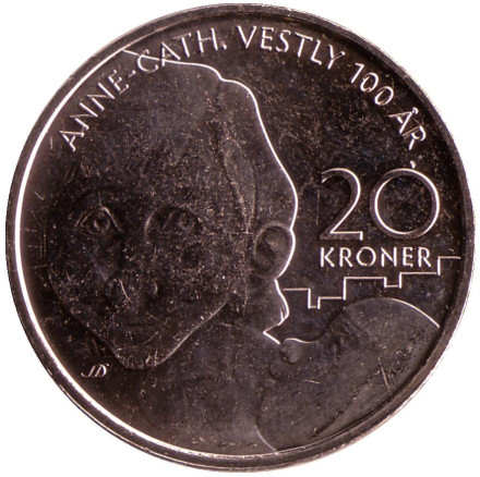 Монета 20 крон. 2020 год, Норвегия. 100 лет со дня рождения Анне-Катарины Вестли.