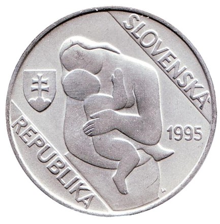 Монета 200 крон. 1995 год, Словакия. 100 лет со дня рождения Микулаша Галанды.