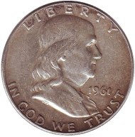 Монета 50 центов. 1961 год (D), США. Франклин.