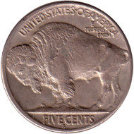 Монета 5 центов. 1925 год (S), США. Бизон. Индеец. Монета 5 центов. 1925 год (S), США. Бизон. Индеец.