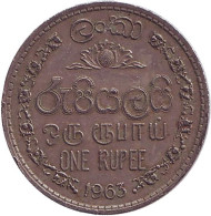 Монета 1 рупия. 1963 год, Цейлон. Монета 1 рупия. 1963 год, Цейлон.