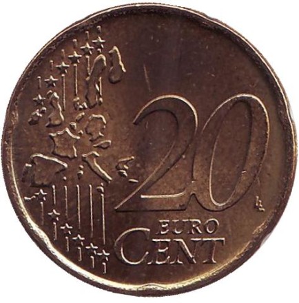 Монета 20 центов. 2002 год, Португалия. Монета 20 центов. 2002 год, Португалия.