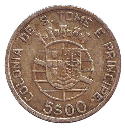 Монета 5 эскудо. 1939 год, Сан-Томе и Принсипи.