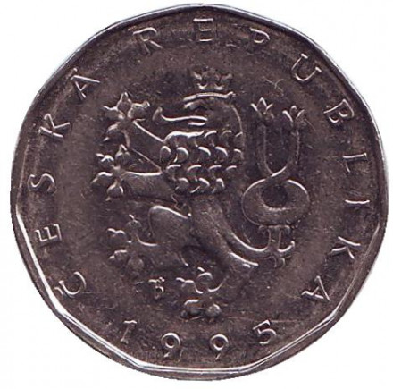 Монета 2 кроны. 1995 год, Чехия.