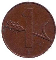 Монета 1 раппен. 1957 год, Швейцария.