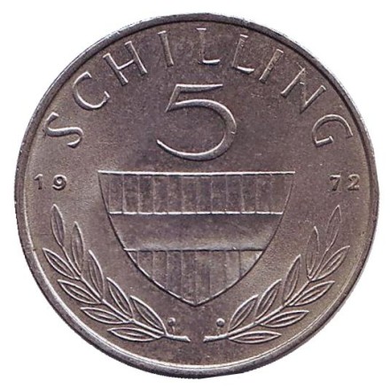 Монета 5 шиллингов. 1972 год, Австрия. Всадник. Монета 5 шиллингов. 1972 год, Австрия. Всадник.