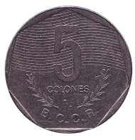 Монета 5 колонов. 1983 год, Коста-Рика. Монета 5 колонов. 1983 год, Коста-Рика.