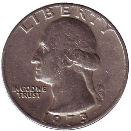 Монета 25 центов. 1973 год, США. Вашингтон.