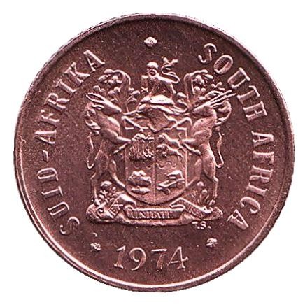 Монета 1 цент. 1974 год, ЮАР. UNC. Воробьи. Монета 1 цент. 1974 год, ЮАР. UNC. Воробьи.