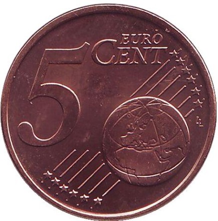 Монета 5 центов. 2015 год, Кипр. Монета 5 центов. 2015 год, Кипр.