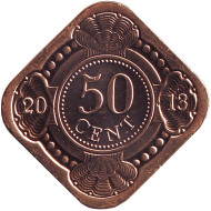 Монета 50 центов. 2013 год, Нидерландские Антильские острова. BU. Монета 50 центов. 2013 год, Нидерландские Антильские острова. BU.