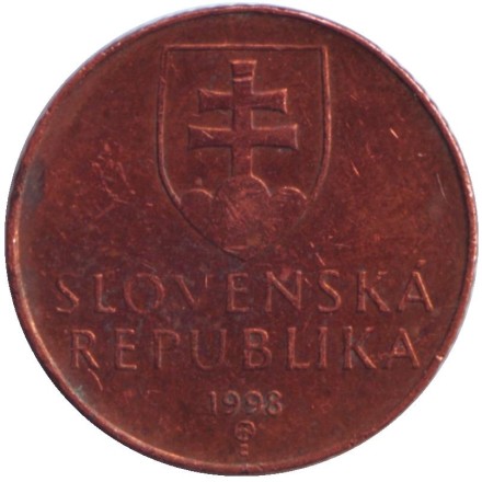 Монета 50 геллеров. 1998 год, Словакия. Башня замка Девин. Монета 50 геллеров. 1998 год, Словакия. Башня замка Девин.
