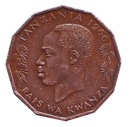 Монета 5 сенти. 1966 год, Танзания. Парусник (рыба). Монета 5 сенти. 1966 год, Танзания. Парусник (рыба).