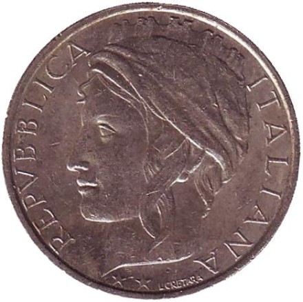 Монета 100 лир. 1997 год, Италия. Монета 100 лир. 1997 год, Италия.
