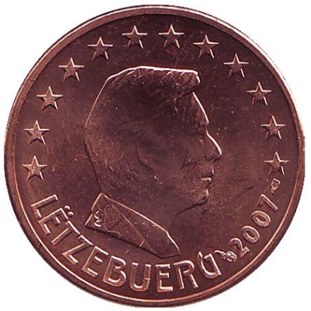 Монета 5 центов. 2007 год, Люксембург.
