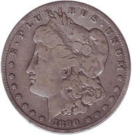Монета 1 доллар. 1890 год, США. Моргановский доллар.