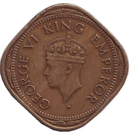 Монета 2 анны. 1944 год, Индия Британская. ("•" - Бомбей).