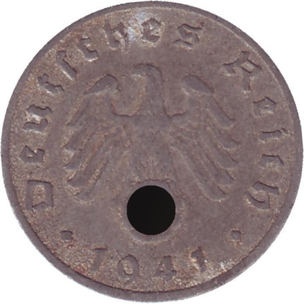 Монета 5 рейхспфеннигов. 1941 год, Германия (Третий Рейх). (F).