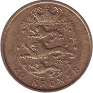 Монета 20 крон. 2003 год, Дания. Монета 20 крон. 2003 год, Дания.