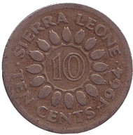 Монета 10 центов. 1964 год, Сьерра-Леоне. Монета 10 центов. 1964 год, Сьерра-Леоне.